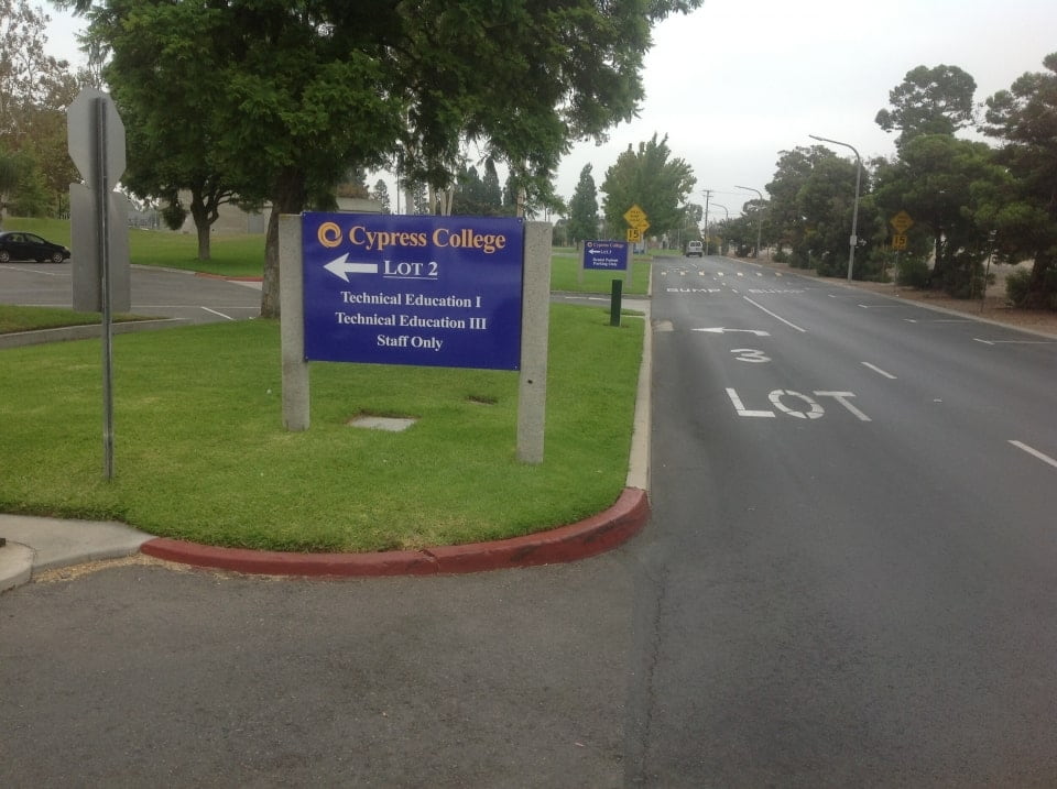 Parking Lot Signs Replaced At Cypress College