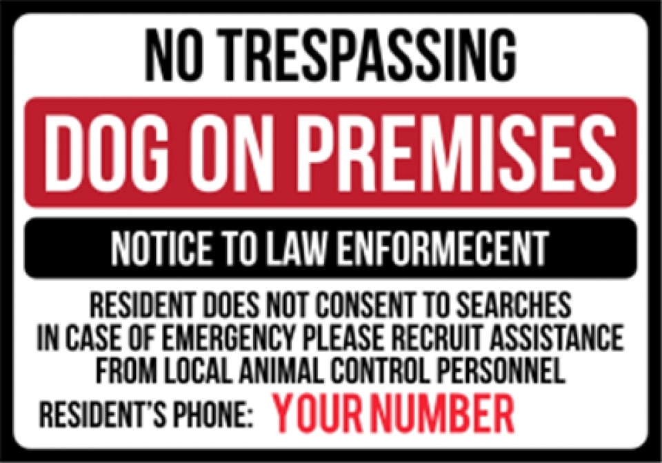 No Trespassing Sign From Dog Shooting