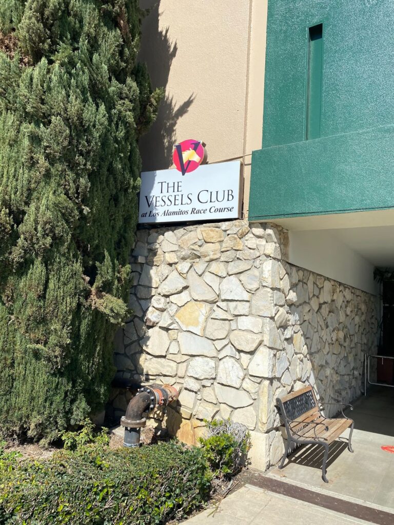 The Vessels Club exterior sign at Los Alamitos Race Course