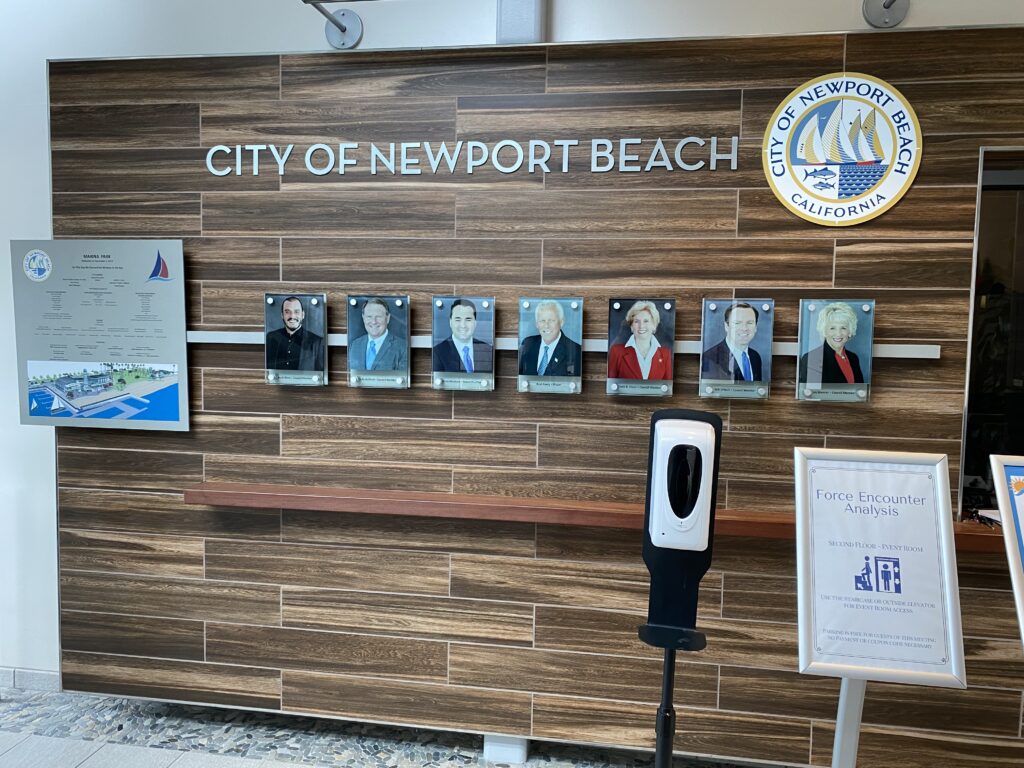 Interior signage for the City of Newport Beach