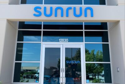 Exterior business sign for Sunrun